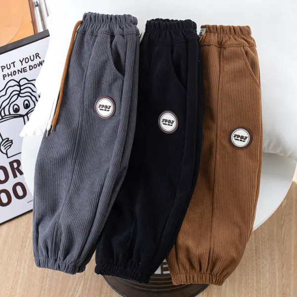 【18M-7Y】Boys Casual Letter Embroidered Corduroy Pants - Thefolls.com 