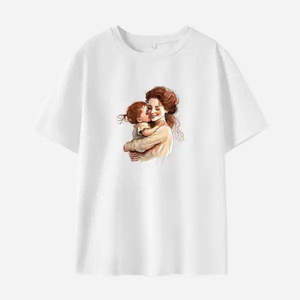 Women Cotton Stain Resistant Cartoon Print Short Sleeve T-shirt - Thefolls.com 