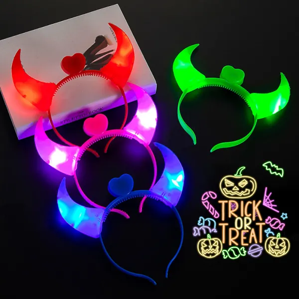 Kids Halloween LED Luminous Devil Horns Hair Band (Random Color) - Thefolls.com 