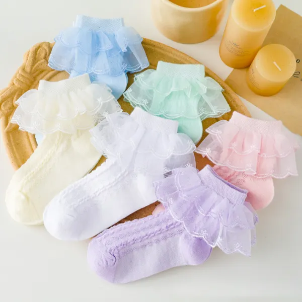 【1Y-12Y】Girls Cute Lace Ruffle Cotton Socks - Thefolls.com 