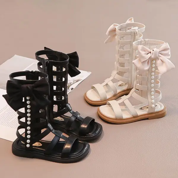 Girls Bow Roman Sandals - Thefolls.com 