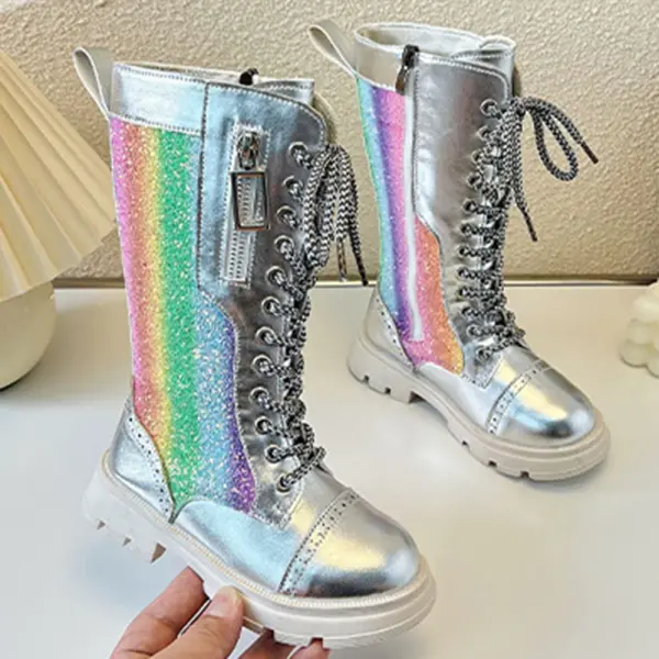 Girls Gradient Sequin Martin Boots - Thefolls.com 