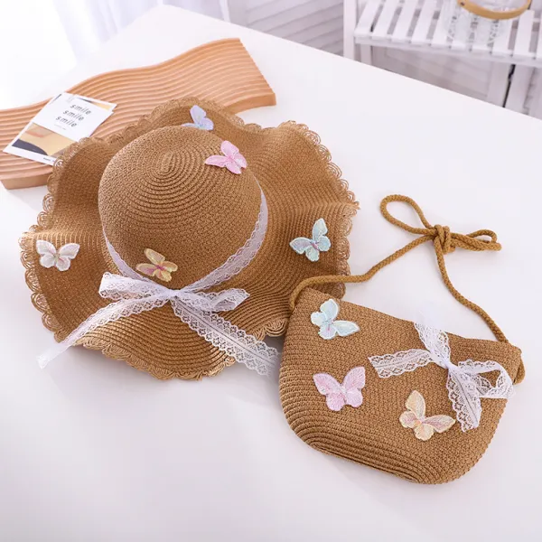 Sweet Lace Bow and Butterfly Hat and Bag Set - Thefolls.com 