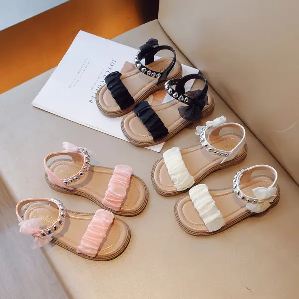 Girl Summer Sweet Chiffon Bowknot Soft Sole Princess Sandals - Thefolls.com 