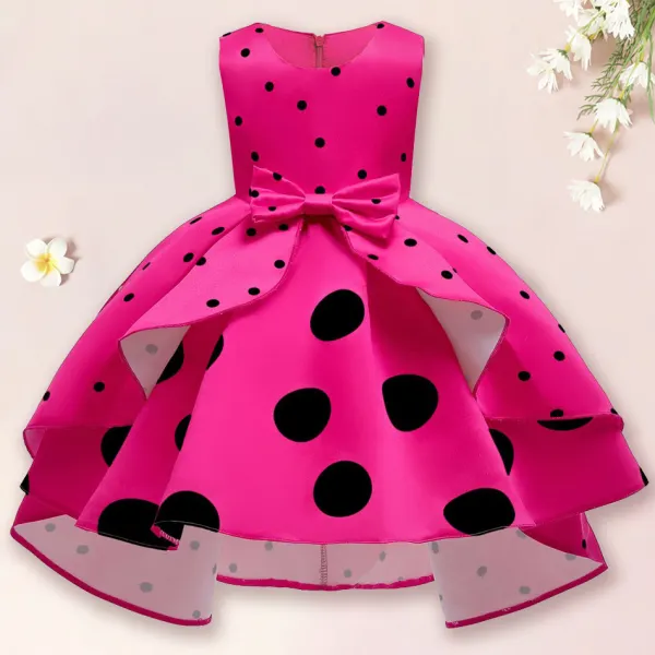 【2Y-11Y】Girls Sweet Polka Dot Print Sleeveless Princess Dress - 3618 - Thefolls.com 