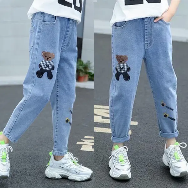 【2Y-11Y】Girl Fashion Blue Jeans - Thefolls.com 