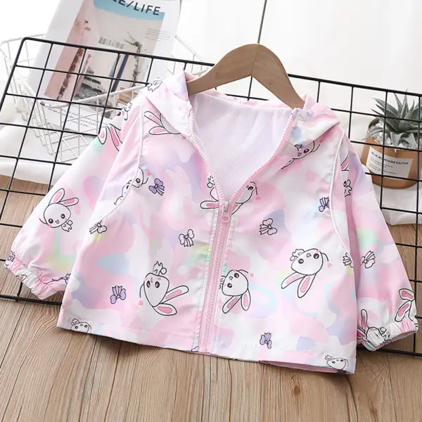 【9M-4Y】Girls Bunny Print Hooded Jacket - Thefolls.com 