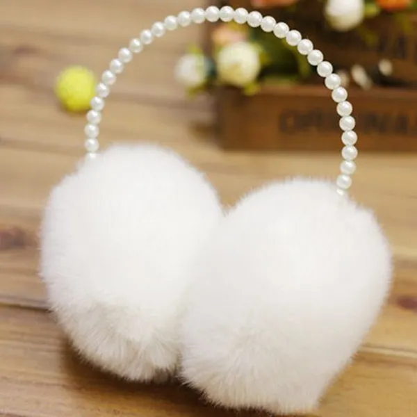 Girls Pearl Furry Ear Muffs - Thefolls.com 