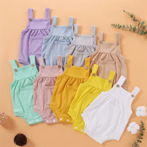 【0M-18M】Baby Cute Big Pocket Romper - Thefolls.com 