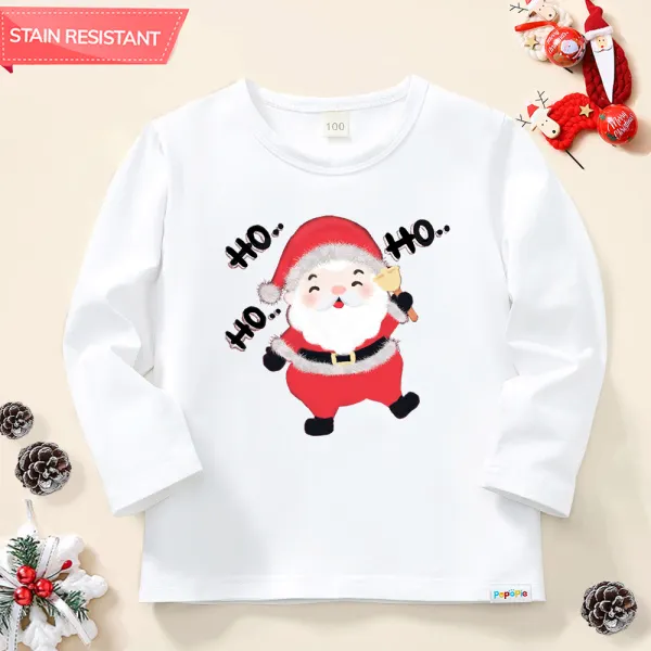 【12M-9Y】Unisex Kids Cotton Stain Resistant Christmas Print Long Sleeve Tee - Thefolls.com 