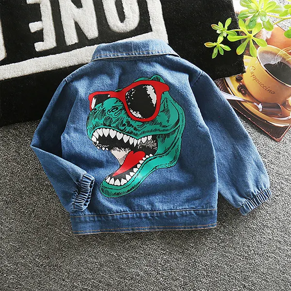 【12M-4Y】Boys Cartoon Print Denim Jacket - Thefolls.com 