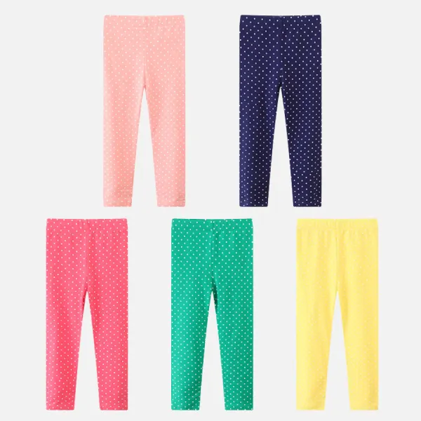 【18M-7Y】Girl Casual Cotton Dot Print Multicolor Breathable Leggings - Thefolls.com 