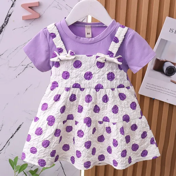 【9M-3Y】Baby Girl Polka Dot Short-sleeved Dress - Thefolls.com 