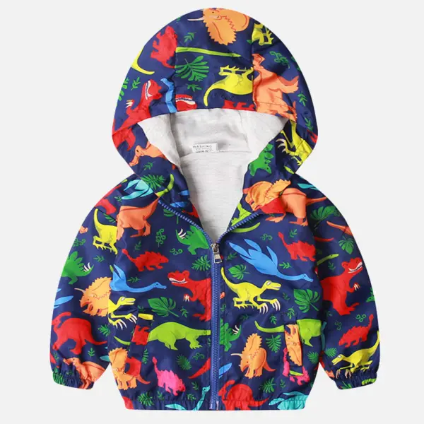 【18M-6Y】Boys Navy Dinosaur Print Hooded Jacket - Thefolls.com 