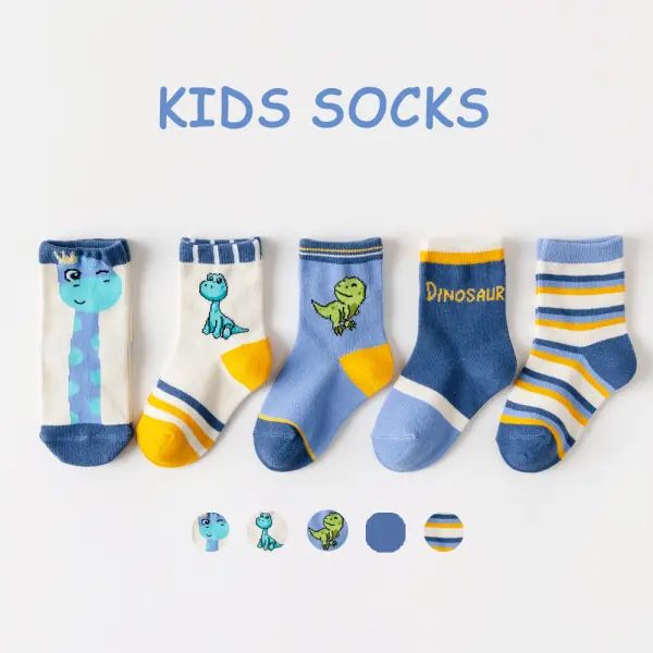 【0Y-11Y】5-pack Boys Cartoon Pattern Cotton Socks - Thefolls.com 