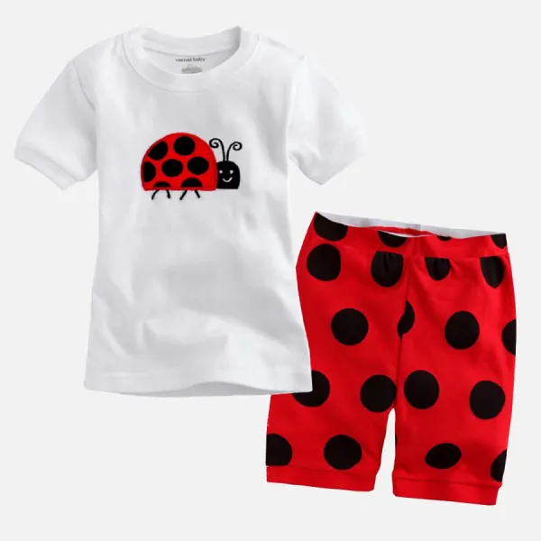 【18M-7Y】2-piece Boys Insect Embroidery Short-sleeved T-shirt And Shorts Set - Thefolls.com 