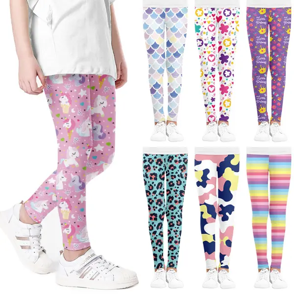 【3Y-11Y】Girls Multicolor Leggings - Thefolls.com 