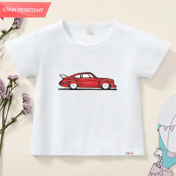 【12M-9Y】Boy Car Print Antifouling Cotton Short Sleeved T-shirt - Thefolls.com 