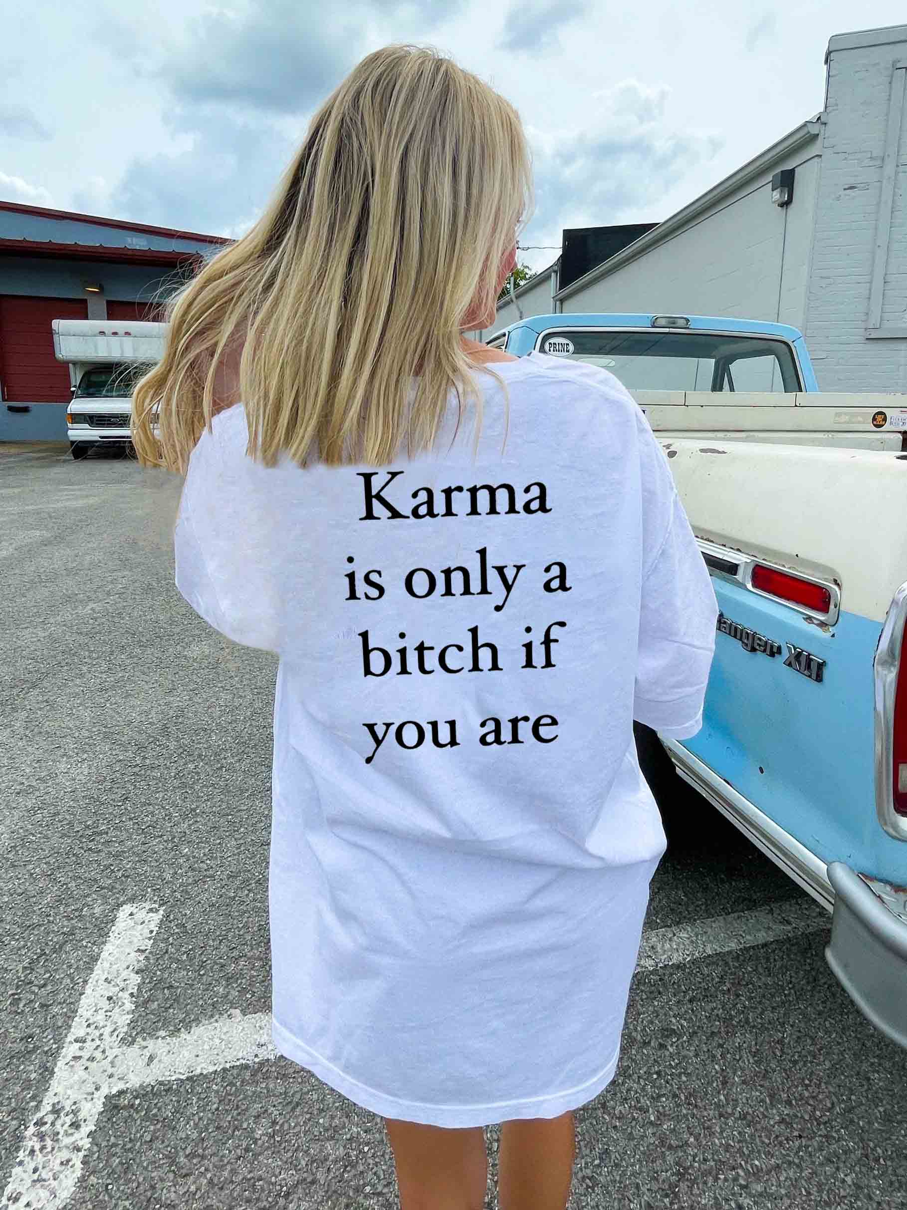 Women's Karma Print Cotton Oversized T Shirt