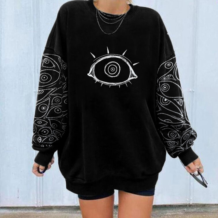 Art Sun Print Vintage Long Sleeve Casual Sweatshirt