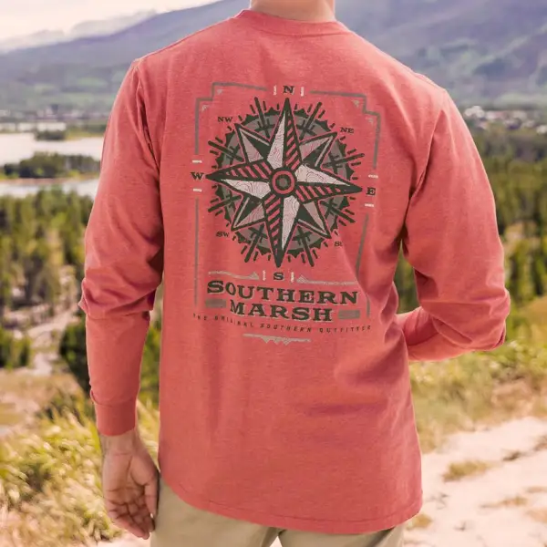 Compass Print Classic Long-sleeved T-shirt - Salolist.com 