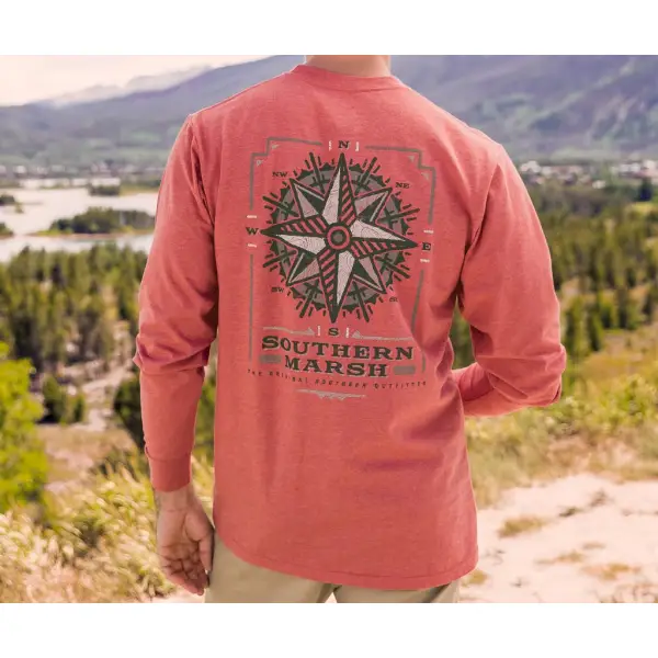 Compass Print Classic Long-sleeved T-shirt - Paleonice.com 
