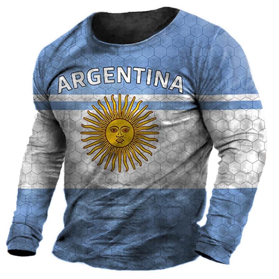 

Men's World Cup Argentina Soccer Print Long Sleeve T-Shirt