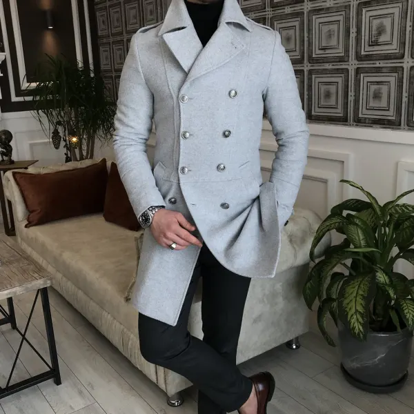 Italian Double-breasted Coat - Yiyistories.com 