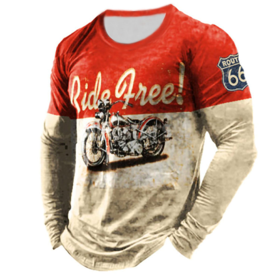 

Men's Outdoor Racing Motorcycle Print Long-sleeved Pullover Fit V-neck T-shirt