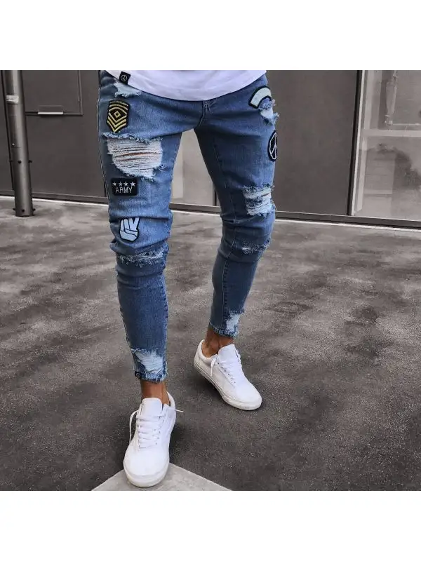 Fashion ripped hole jeans HH034 - Ootdmw.com 