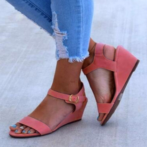 Plain Low Heeled Velvet Peep Toe Casual Date Wedge Sandals