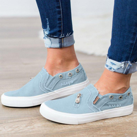 Light Wash Flat Round Toe Casual Sneakers