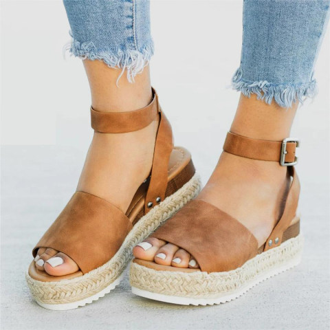 Plain Velvet Peep Toe Casual Platform Sandals