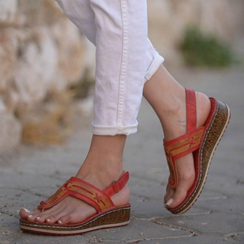 Color Block Peep Toe Casual Date Travel Wedge Sandals