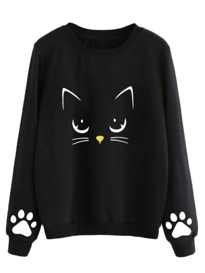 Round Neck  Animal Prints Sweatshirt