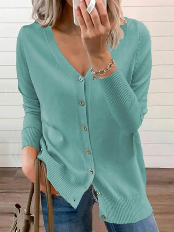 Casual Loose Solid Color Sweater Cardigan - Godeskplus.com 