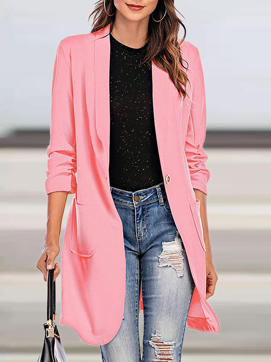 Casual Loose Solid Color Woolen Cardigan Coat
