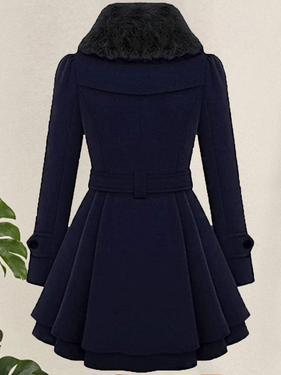 Slim Fit Double breasted Thickened Mid length Wool Coat