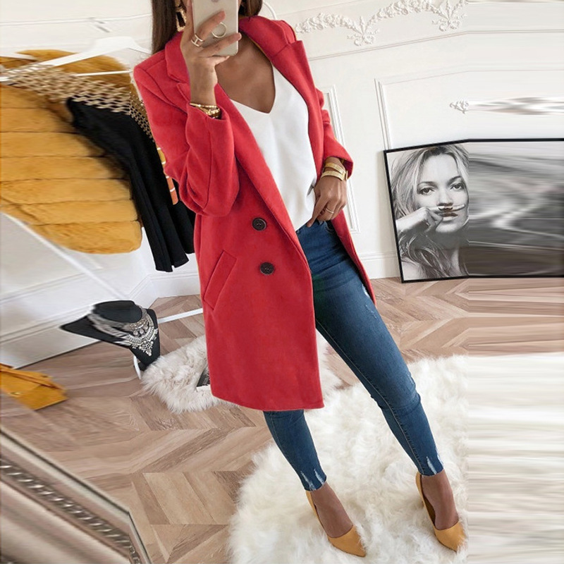 Women's Double Breasted Woolen Coat