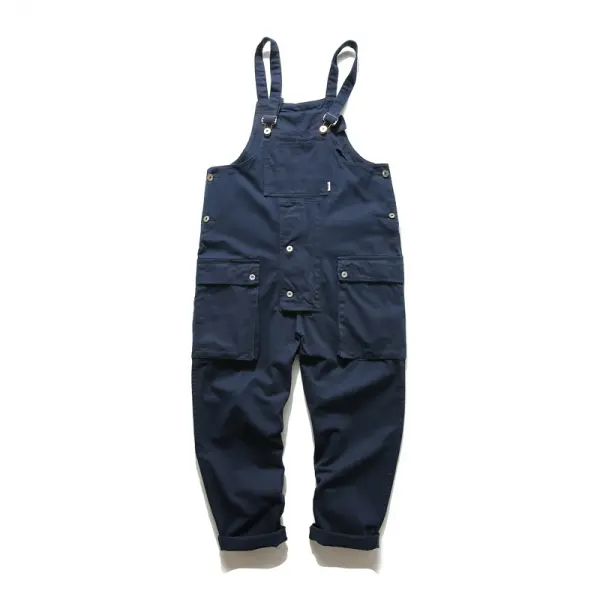 Ins Tide Brand Retro Hong Kong-style Overalls Overalls Men's And Women's Loose Wide-leg Daddy Pants Casual Suspender Jumpsuit - Menilyshop.com 