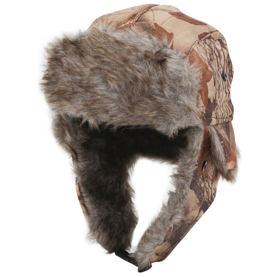 

Chapéu De Proteção Auricular Masculino De Camuflagem Ao Ar Livre à Prova De Vento Quente De Lã