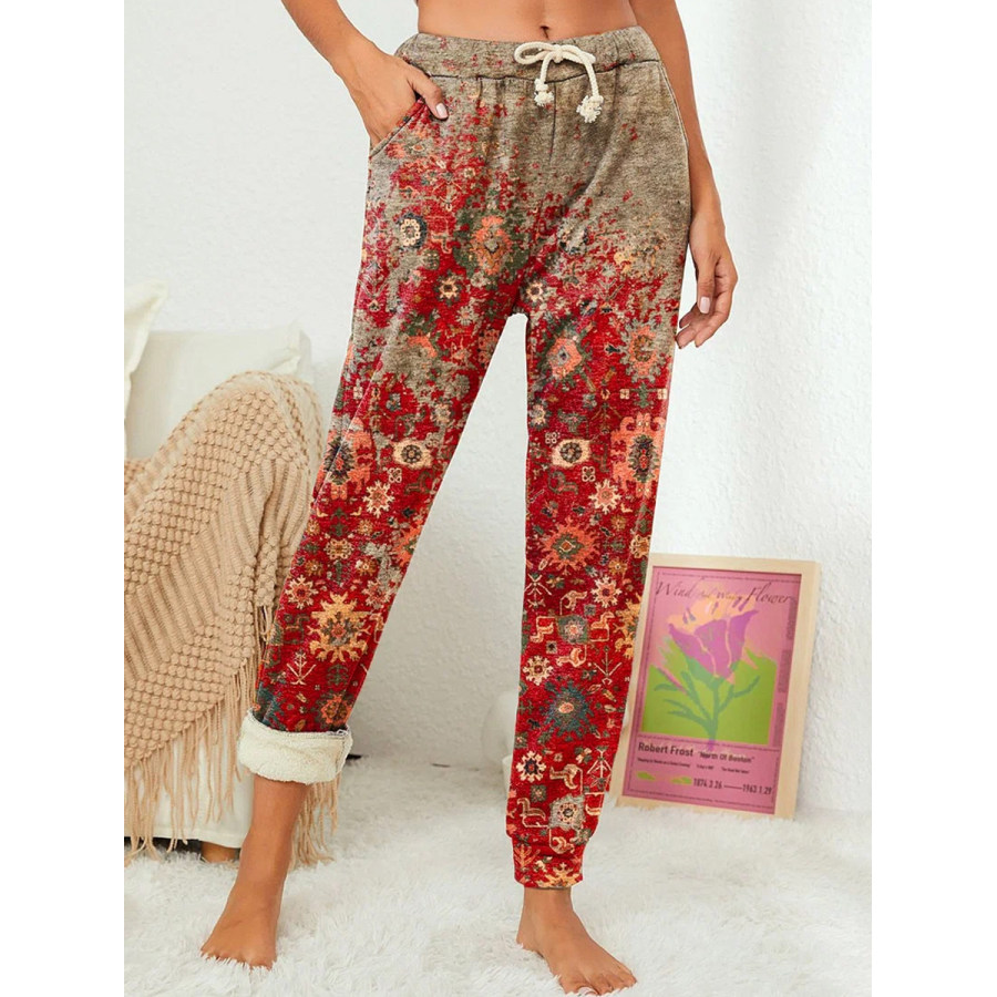 

Fashion Casual Vintage Print Plush Sweatpants