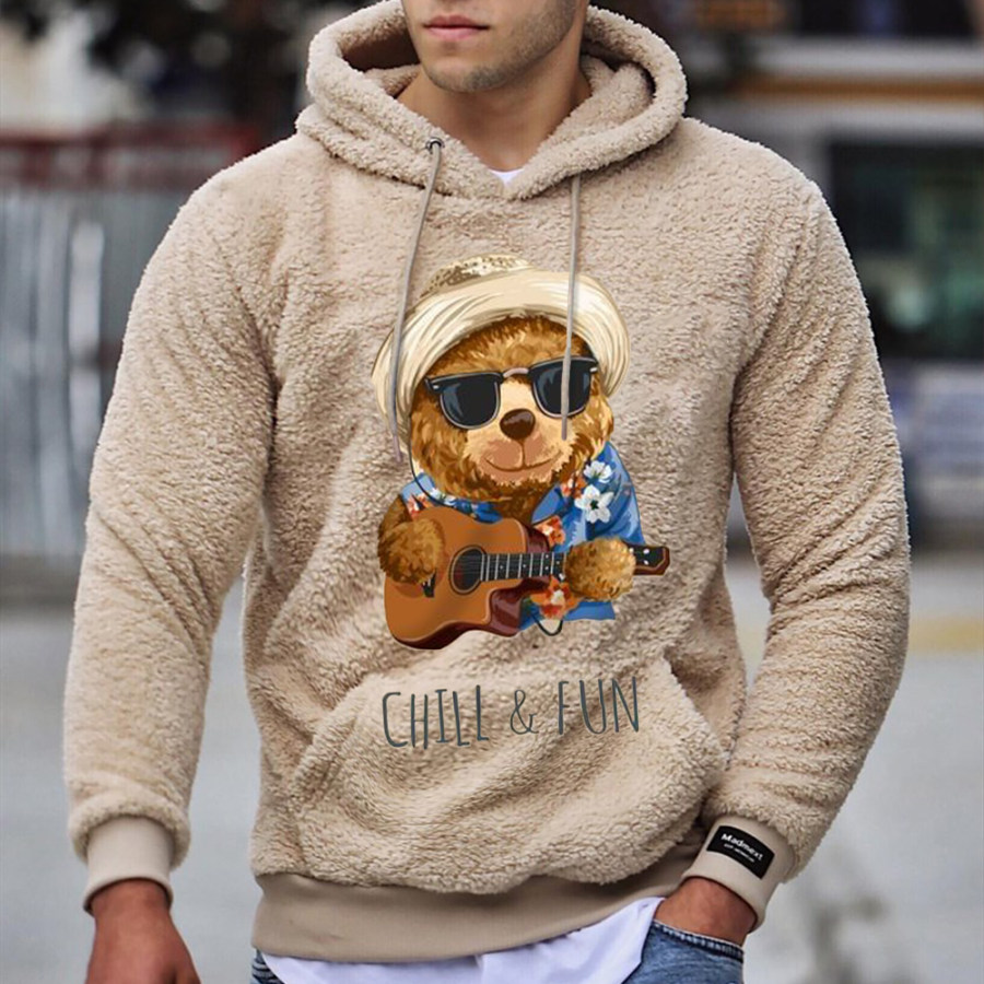 

Moletom Masculino Casual De Lã De Cordeiro Teddy Bear Warm