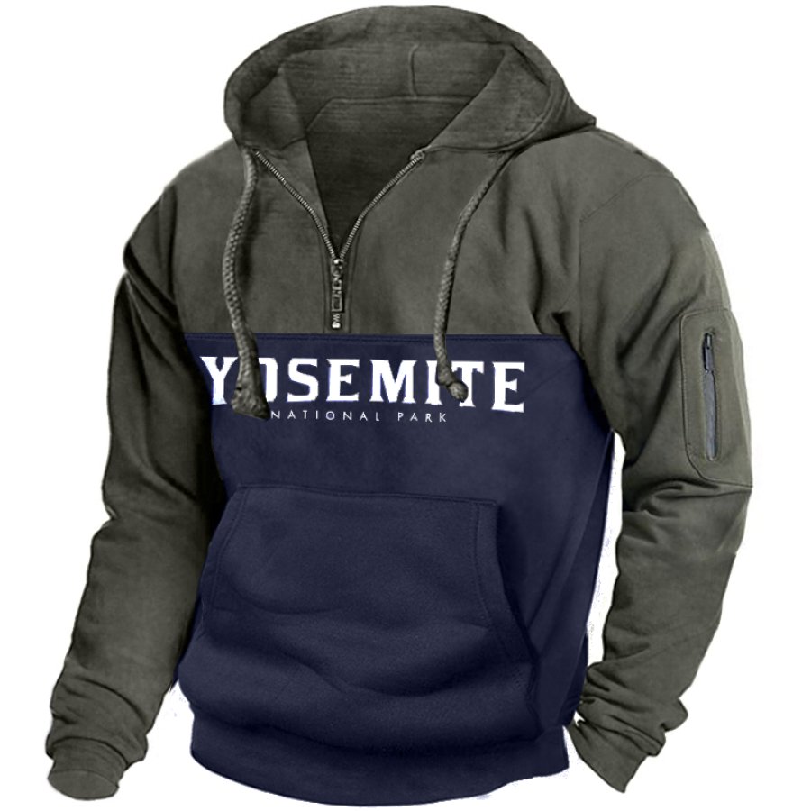 

Yosemite Men's Vintage Colorblock Zip Pocket Hoodie