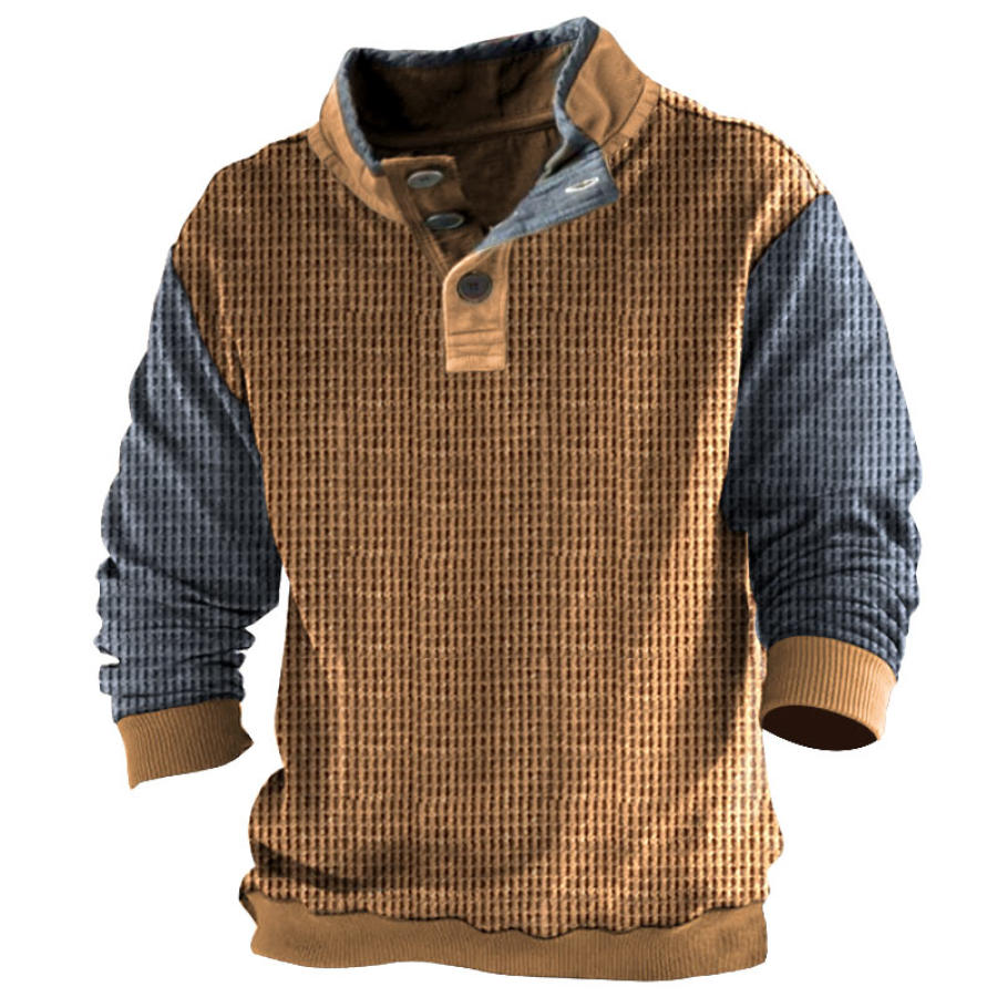 

Men's Vintage Colorblock Waffle Knit Sweatshirt