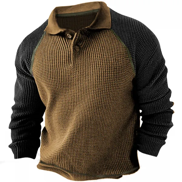 Men's Outdoor Color Block Waffle Tactical Polo Shirt - Chrisitina.com 