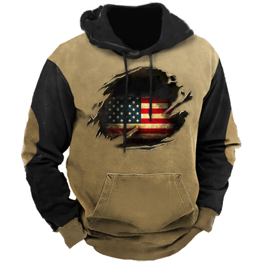 

Men's Vintage American Flag Print Tactical Hoodie