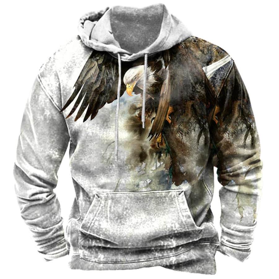 

Men's Outdoor Eagle Print Hoodie