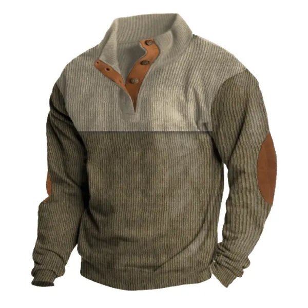 Men's Training Colorblock Lapel Sweatshirt - Cotosen.com