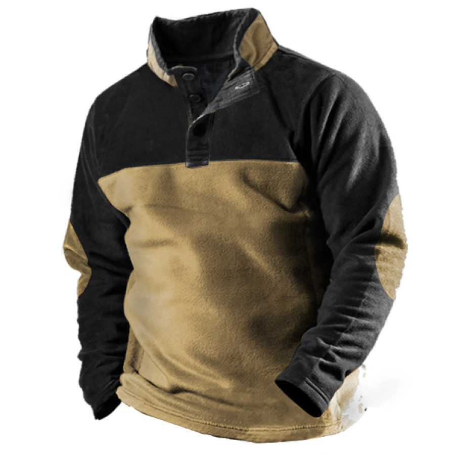 

Men's Outdoor Color Contrast Fleece Tactical Fleece Henley Sweatshirt